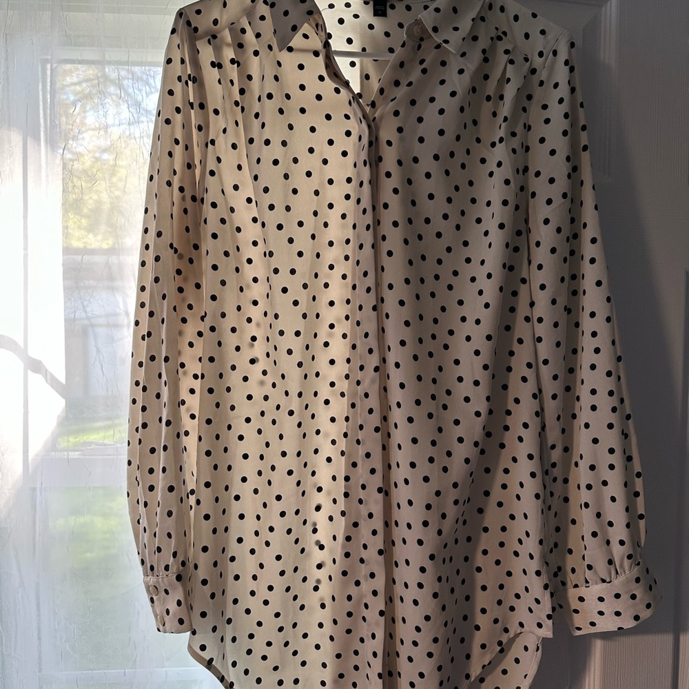 Express Polka Dot Button-Up Blouse